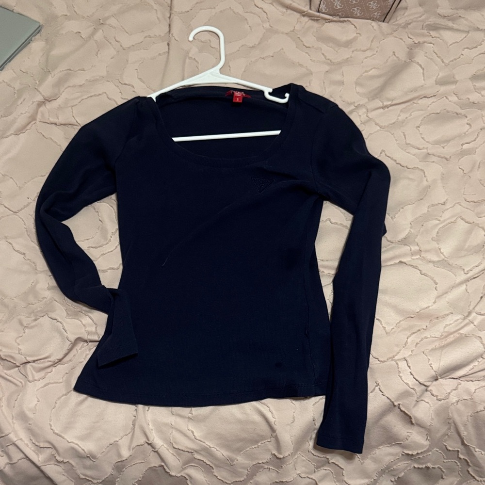 Guess Women's Black Long-Sleeve Square Neck Top
